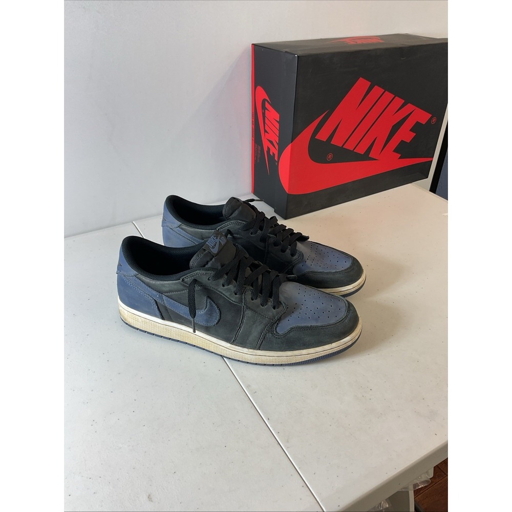 Men's Nike Air Jordan 1 Retro Low OG Black Mystic Navy White Box Size 13